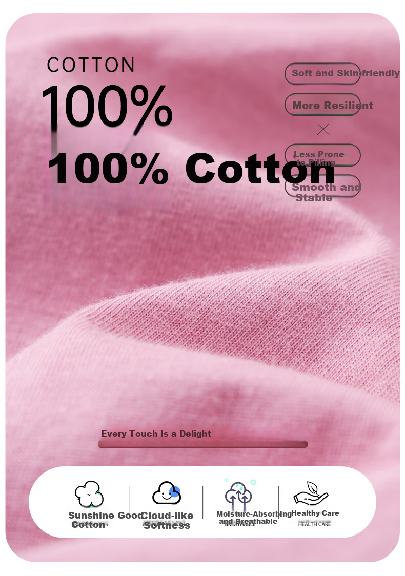 Yiershuang Women's 100% Cotton T-Shirt, Class A 7A Antibacterial, Anti-Mite, Deodorizing, Round Neck Short Sleeve Outerwear Base Shirt 2