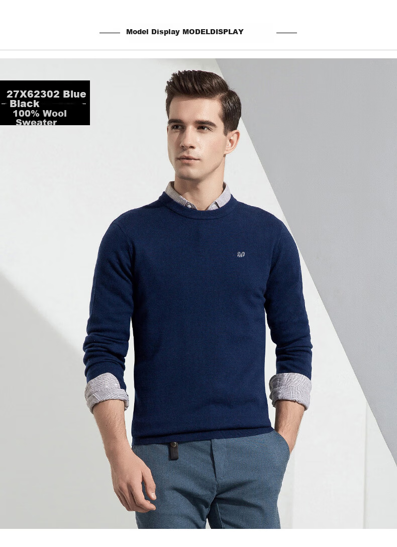 Hengyuanxiang 100% Wool Sweater, Autumn And Winter Round Neck Knit Pullover, Thin Men's Sweater, Medium Gray, L(175) 10