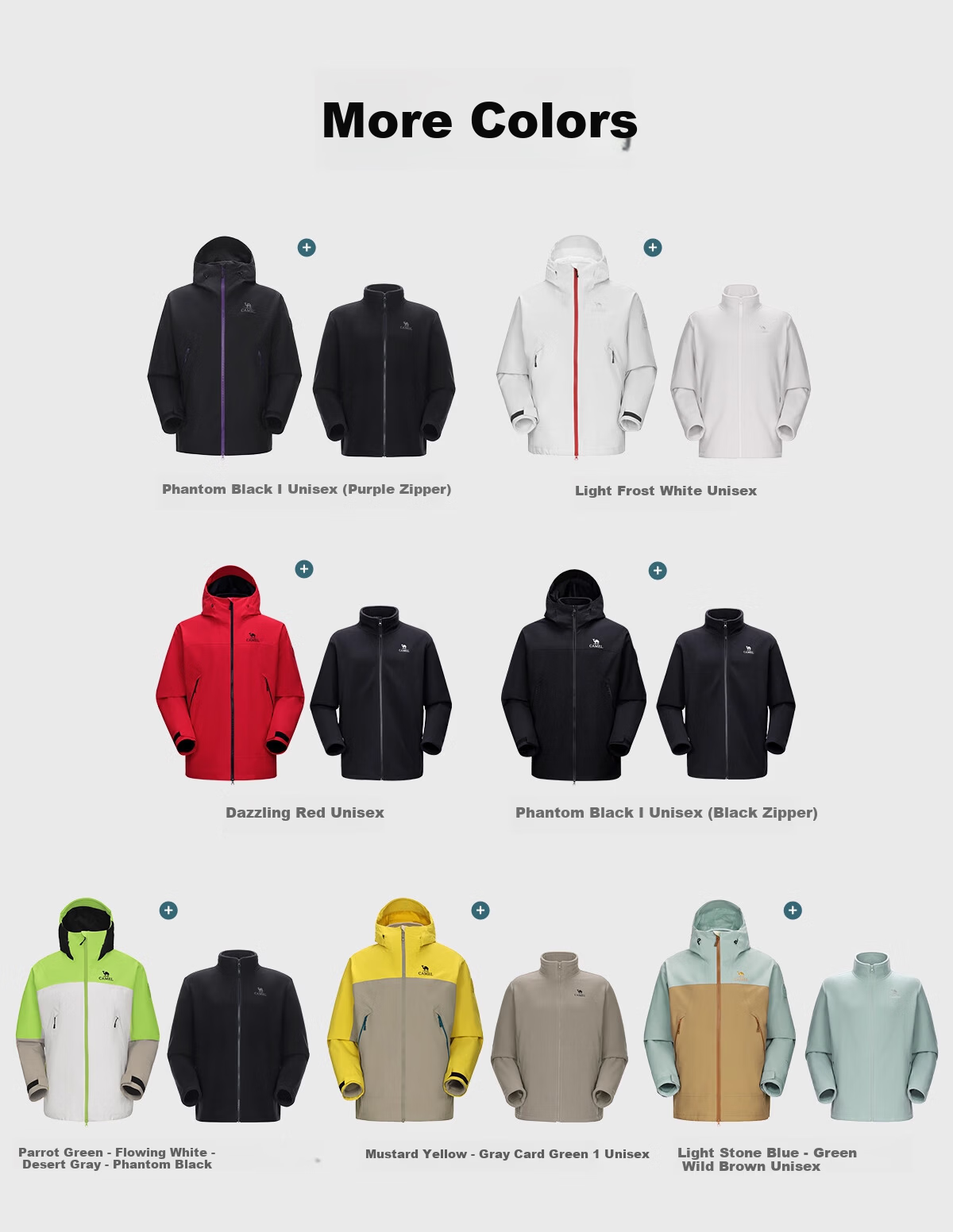 CAMEL KING Wang Junkai 2025 Outdoor 3-in-1 Colorblock Waterproof Mountaineering Jacket 15