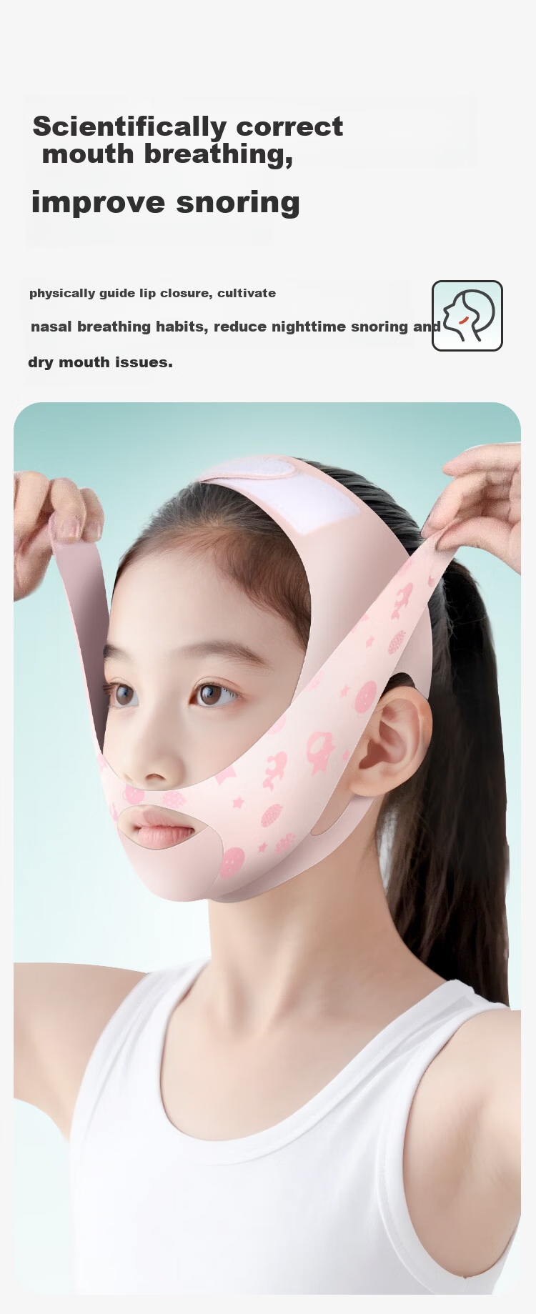 Livex Kids Mouth Breathing Correction Strap Anti-Snoring Sleep Mouth Closer Adenoid Hypertrophy Face Slimming Mask Band 4