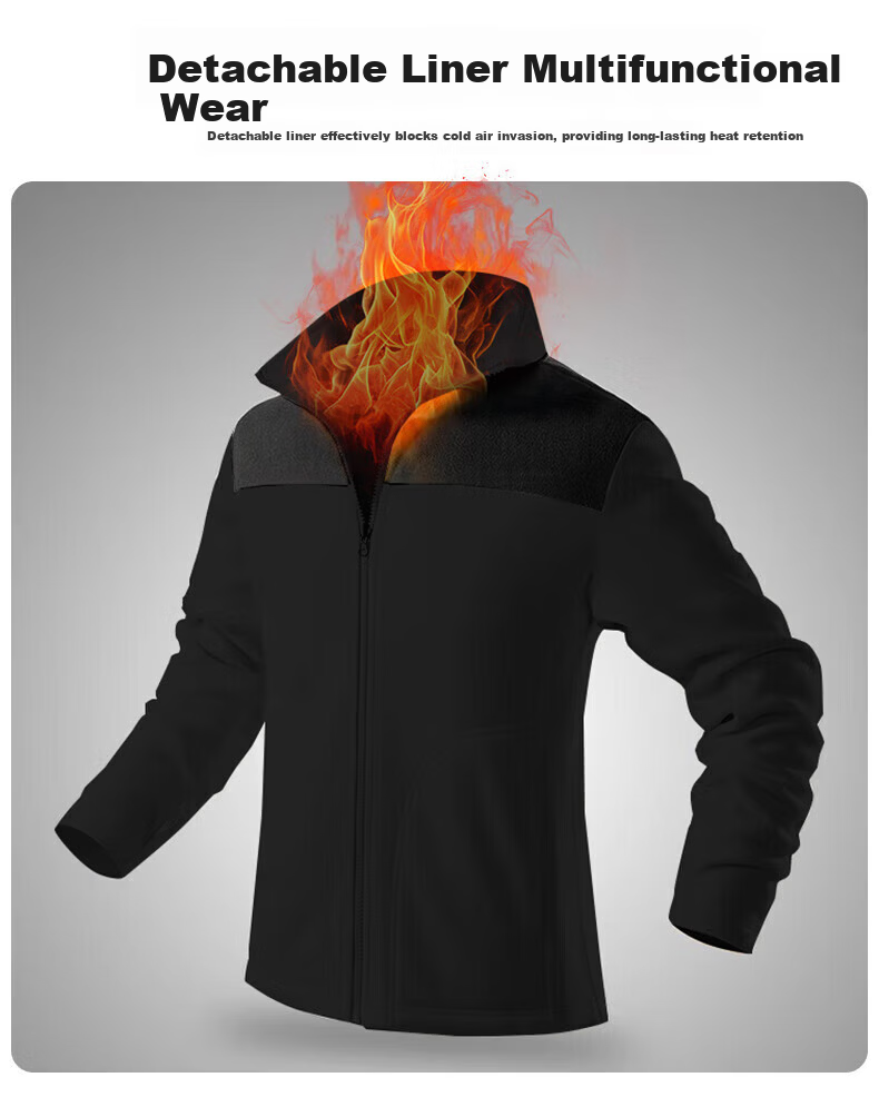 Warrior 3-in-1 Men's Outdoor Mountaineering Jacket Autumn Winter Windproof Warm Jacket 2