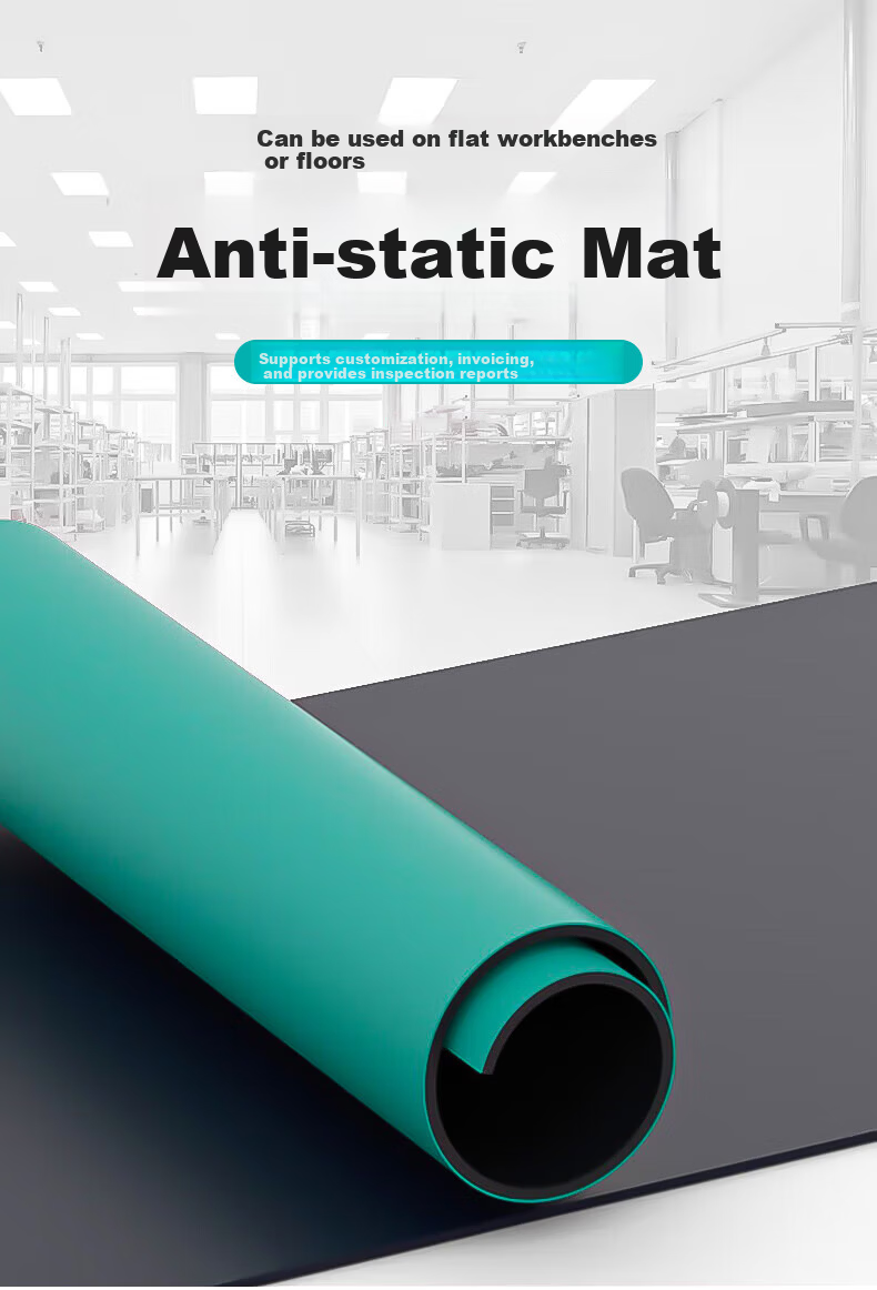 Mars Tiger Anti-Static Workbench Mat Non-Slip High Temperature Resistant Rubber Mat for Factory Laboratory Repair Electronics Assembly Line 0.6m*1.2m*2mm Green Cuttable 2
