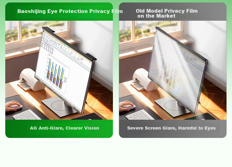 Baoshijing [Ophthalmology Center Certified] Anti-Blue Light Privacy Screen Protector for Computer Monitor 23.8-24 Inch Anti-Glare Eye Protection Film 11