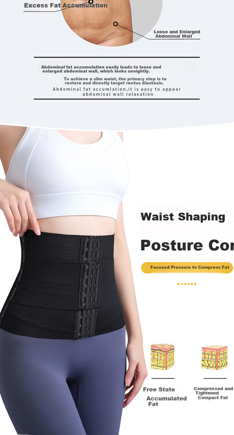 Tingmei Segmented Abdominal Binder Strong Waist Trainer Postpartum Shaping Slimming Waist Belt for Women Flat Belly Waist Support Breathable Thin Design 5