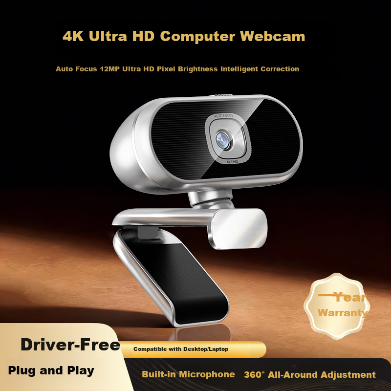 Stek 4K Ultra HD Webcam with Microphone Integrated Privacy Cover Auto Focus USB External Camera for Desktop Laptop Live Streaming Video Conferencing Office Exam Home Use