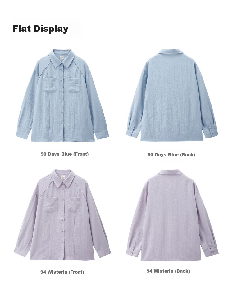 Giordano 2026 Spring New Bone-Breaking Double Pocket Loose Casual Textured Long Sleeve Shirt for Women 05346104 17
