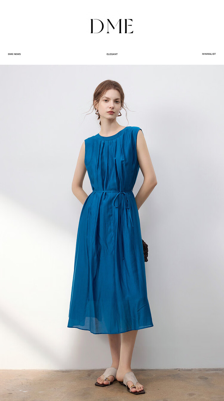 Demana Oxygen Lenzell Summer Sleeveless Pleated Waistband Loose Slim Fit Dress for Women Premium 1