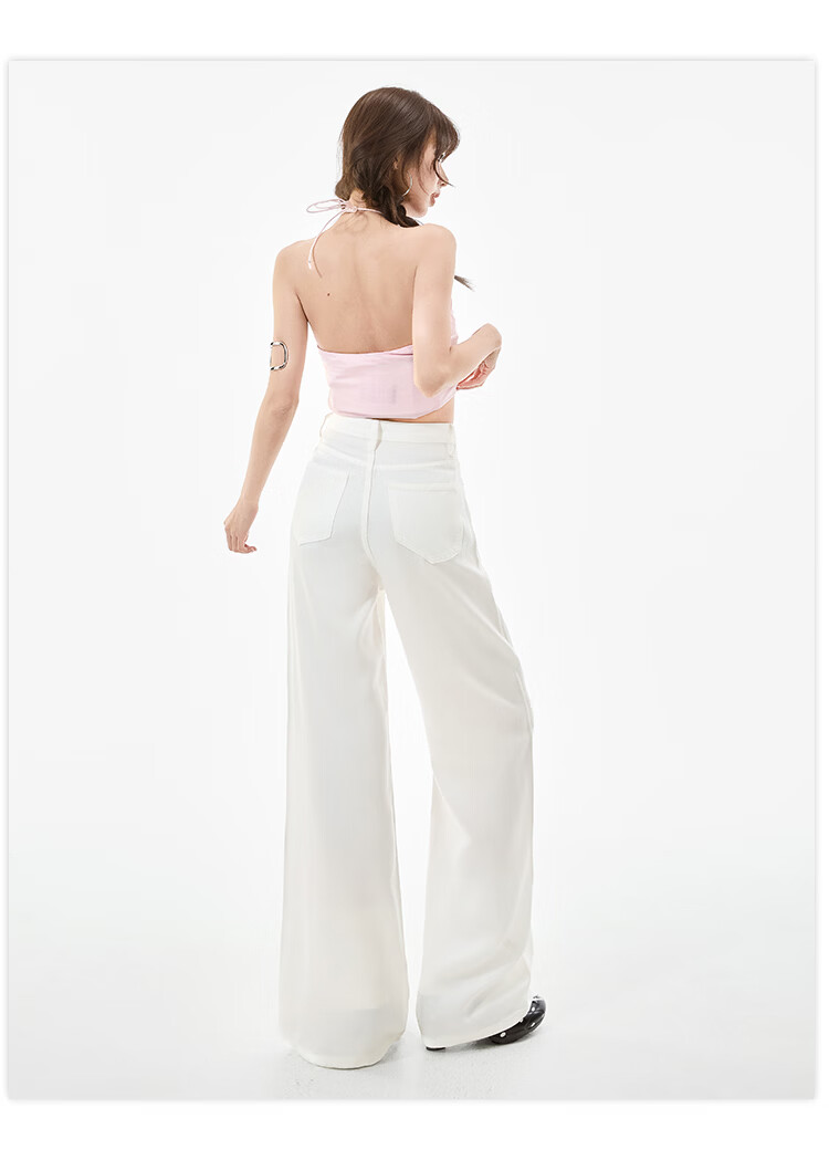 Free Style Tencel Soft Denim Straight Leg Pants Women 2026 Summer Thin High Waist Slim Lenzing White Loose Wide Leg Pants 22