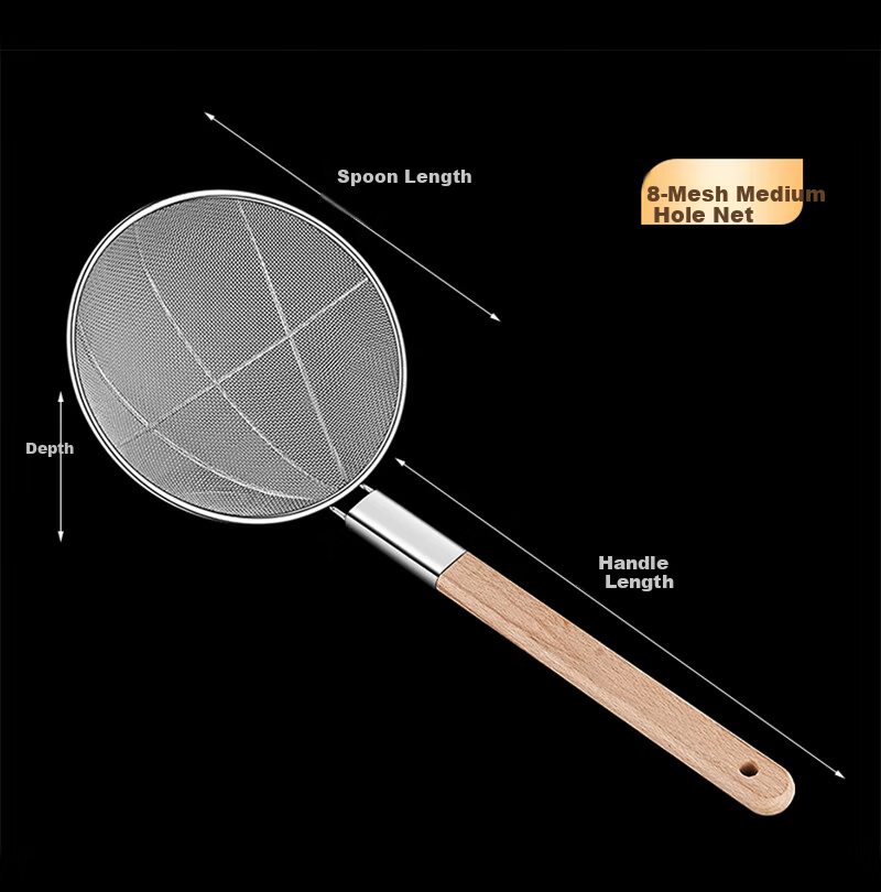 FISDDIS Large Fine Mesh Skimmer 30 Mesh 24cm Strainer Net Ladle Kitchen Household Commercial Frying Skimmer 18
