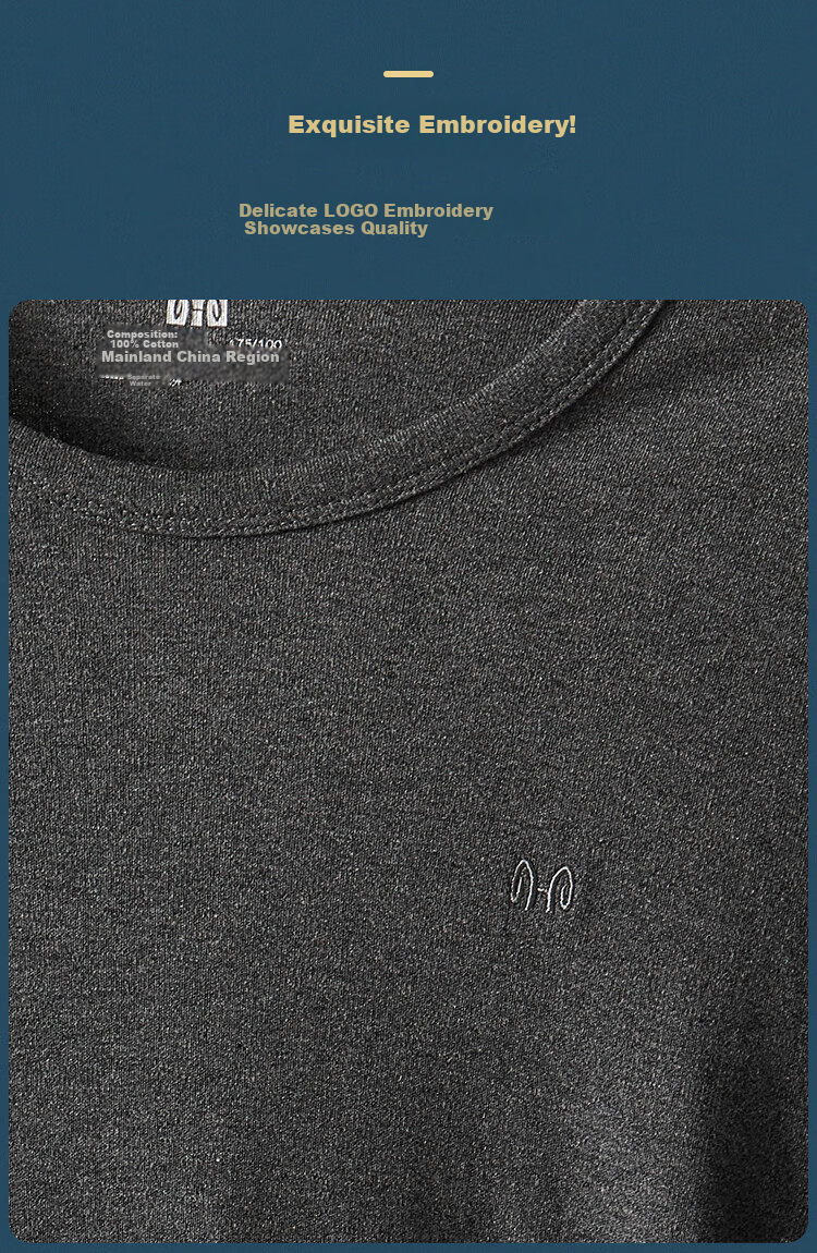 Hengyuanxiang [A-Class Cotton] Antibacterial Men's Thermal Underwear Set Pure Cotton Warm Crew Neck Base Layer Autumn Clothes 5