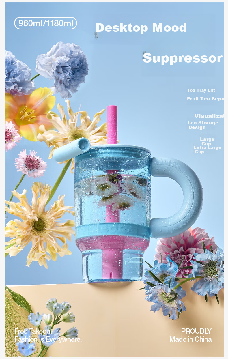 Chakolab Giant Tea Separation Straw Cup for Women High-Value Large Capacity Tritan Daddy Cup Stress Relief 3