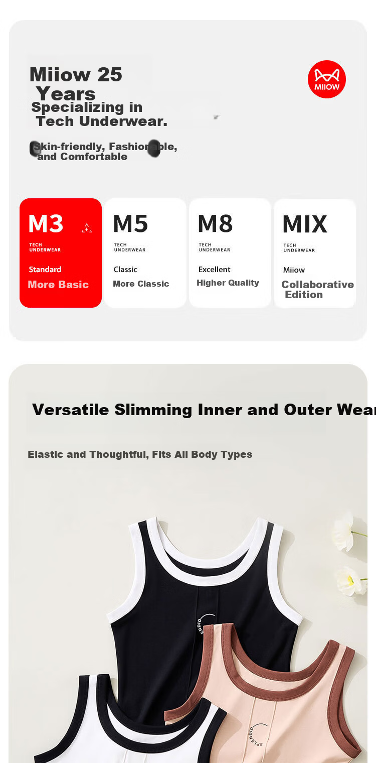 MiiOW Colorblock Vertical Stripe Women's Camisole Spring Autumn Base Layer Top Black and White Print White 1