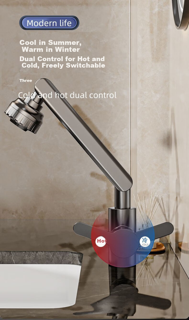 Baihan Faucet Basin Washbasin Faucet Bathroom Hot and Cold Two-in-One Mechanical Arm Basin Faucet 9