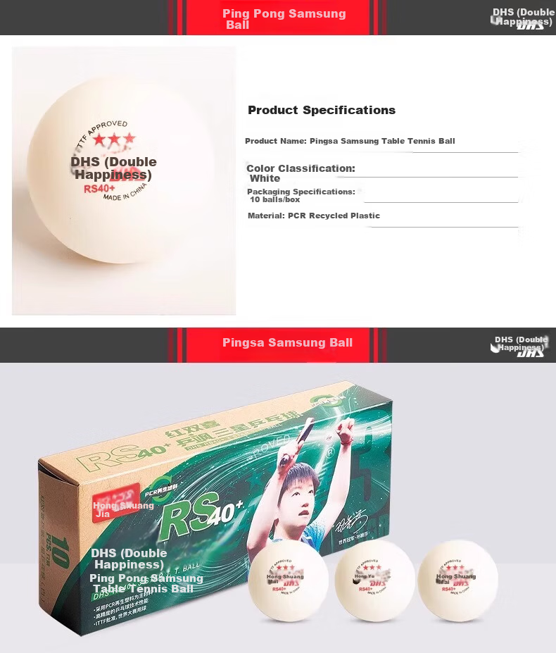 DHS Pingsa White 1-Star 40+ Table Tennis Balls (20-Pack) 2