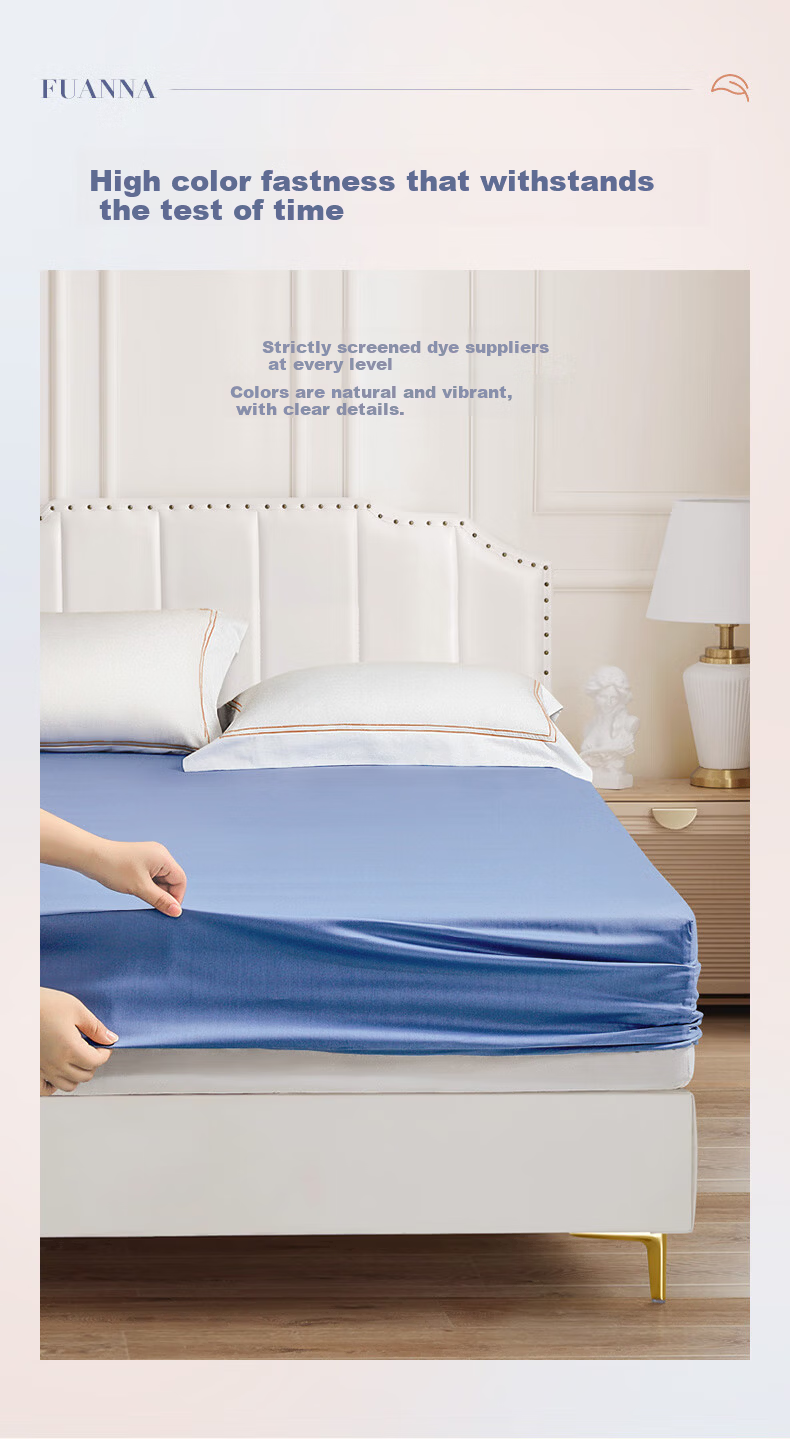 FUANNA Pure Cotton Fitted Sheet, Single Piece, 60-Count Long-Staple Cotton, Washable, Non-Slip Bedding, All-Cotton Bed Cover Protective Case for 1.8-Meter Bed 6