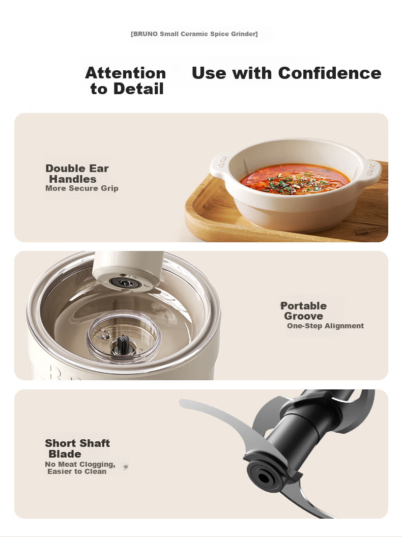 BRUNO [Price Protection 618] Meat Grinder And Seasoning Machine, Small Home Use Mincer for Grinding Meat And Vegetables, Multifunctional Mixer [Upgraded Ceramic] 11