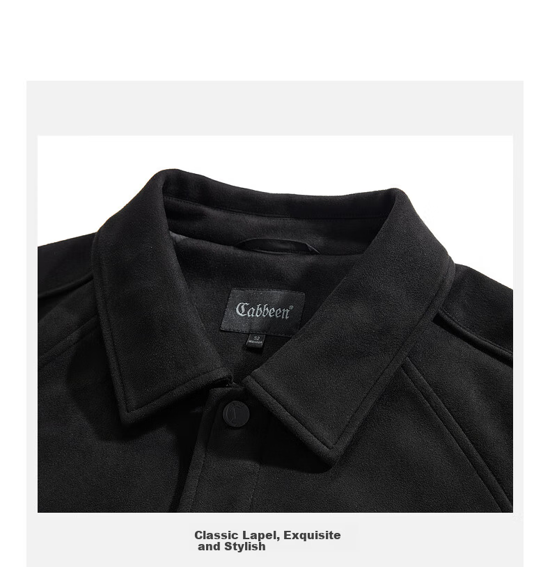 CABBEEN 350G Suede Velvet Men's Jacket Soft Comfortable Faux Suede Velvet Autumn Long Sleeve Coat 18