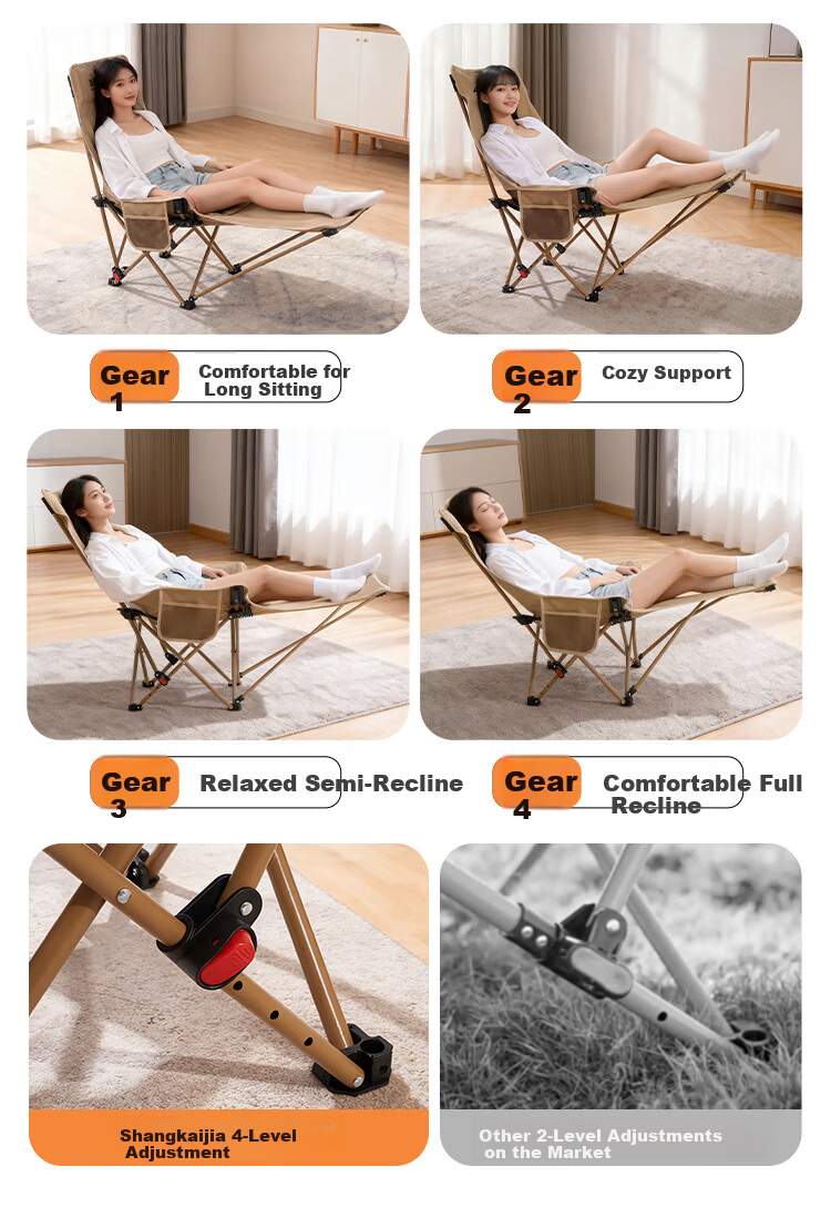 Suncojia Folding Recliner Chair Outdoor Folding Chair Dual-Use Camping Chair Office Nap Chair Nap Bed 5