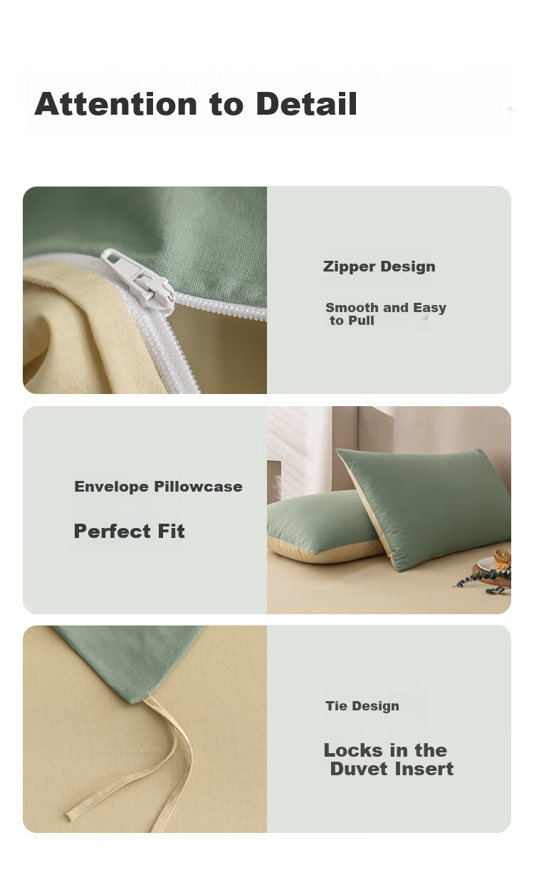 JD Jingzao Cotton Four-Piece Set National Standard Class A Linen-Like Air Wash Pure Cotton Moisture-Absorbing Breathable Bed Sheet Duvet Cover Pillowcase Bedding Set 1.8m Bed Eucalyptus Green 10