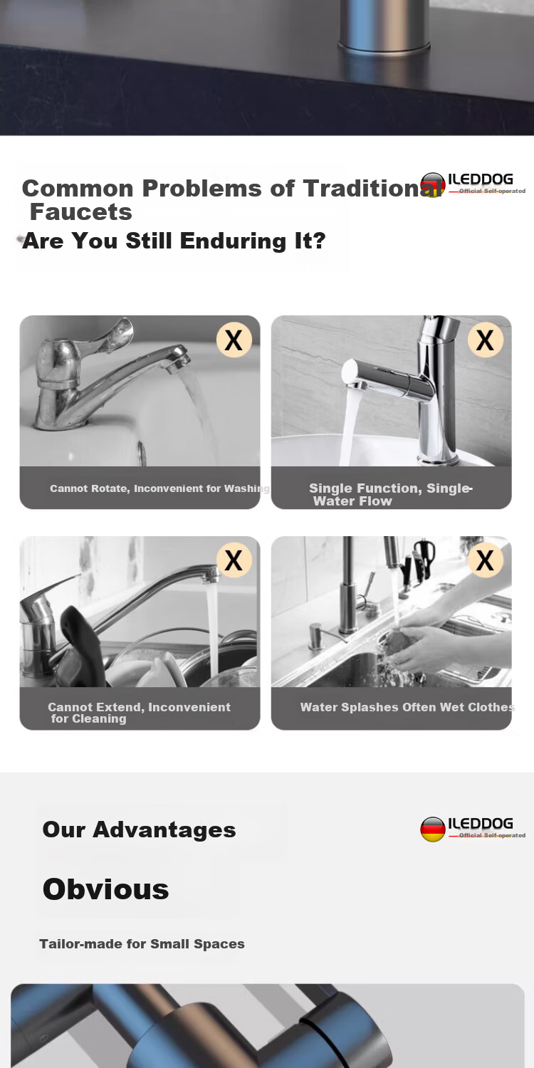 ILeddog [Germany] Mechanical Arm Universal Faucet Basin Hot and Cold Kitchen Bathroom Household Fortune Cat MPLT-ZCM 5