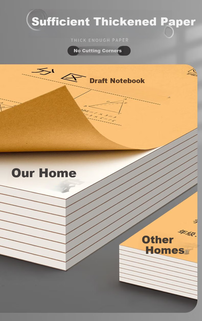 TRUECOLOR A5 Thick Tearable Draft Notebook Draft Paper for Postgraduate Exam University High School Math Scratch Paper White Paper Partitioned 5-Pack 6306 3