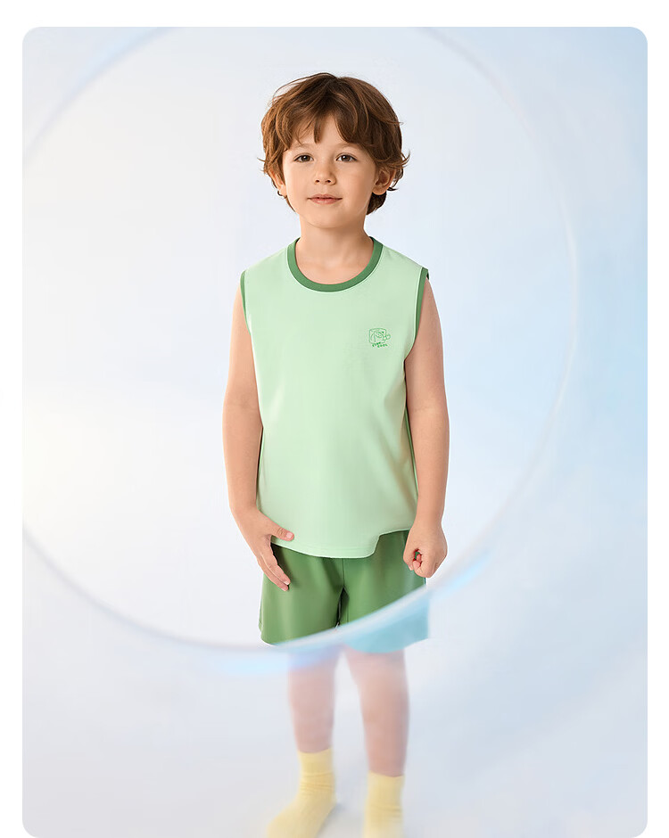 Balabala Boys Sleeveless Vest Set Summer Air-Conditioned Children's Pajamas Toddler Baby Homewear Big Kids Sleeveless 17