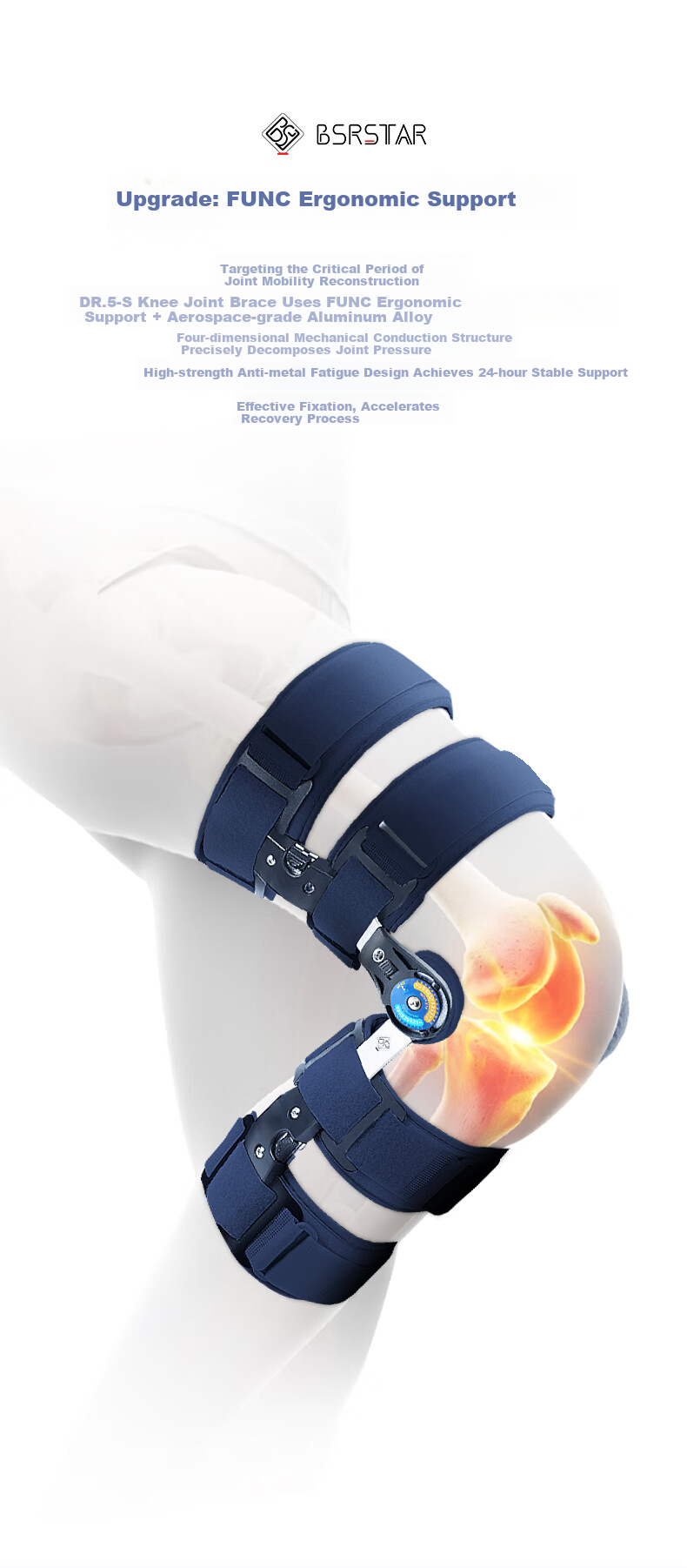 Baisrui Knee Joint Support Brace Medical Knee Brace for Meniscus Injury Adjustable Professional Knee Support 7