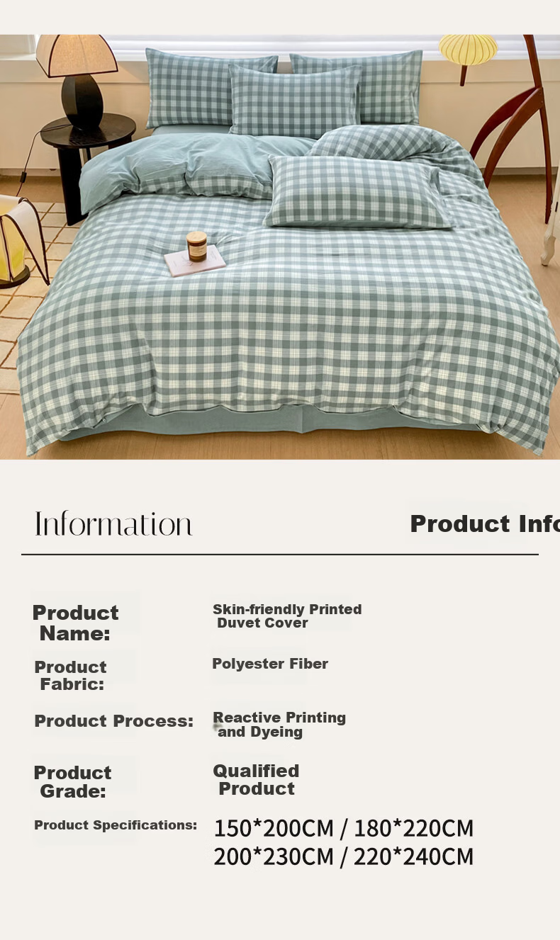 Grace A-Class Antibacterial Single Quilt Cover Skin-Friendly Student Single Duvet Cover Benno Green 150*200cm 13