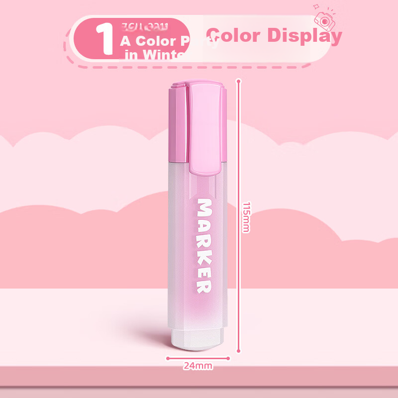 TRUECOLOR Fluorescent Highlighter Pen Student Marker Colorful Highlighting Pen Sakura Pink Single Piece