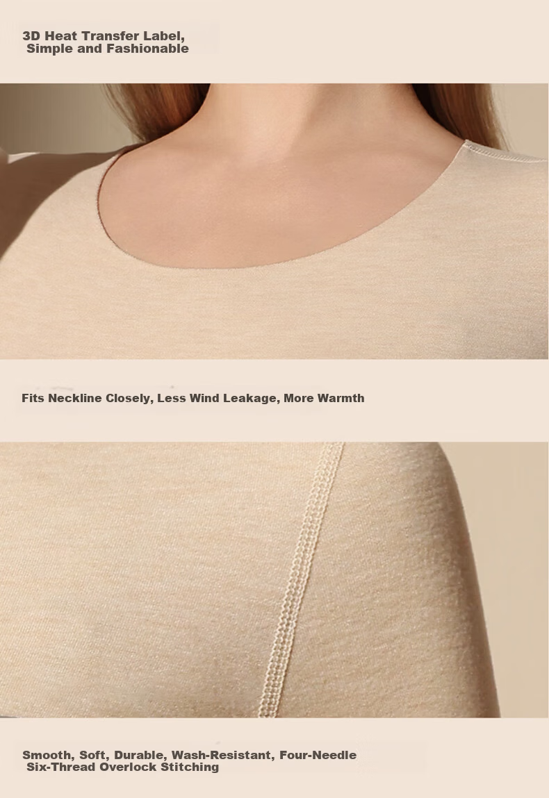 Modal [2 Sets Tencel] German Velvet Thermal Underwear Women Fleece Thickened Seamless Heating Set Autumn Winter Top and Bottom 13