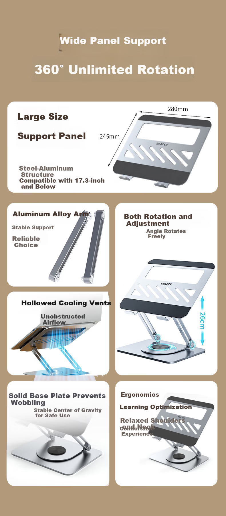 Lenovo Invests in Brand Yinengzhe Portable Stand, Desktop Stable Non-Shaking Multi-Position Adjustable Height Cooling Stand Suitable for Lenovo Legion Computer Stand 3