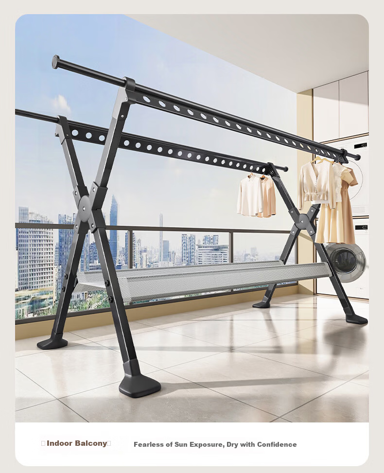 Jing Jiayi Foldable Floor Clothes Drying Rack Carbon Steel Home Balcony Laundry Rack Quilt Drying Rack Hanger 11