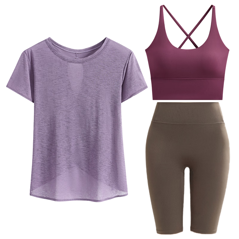 DRUR Lightweight Breathable Women's Fitness 3-Piece Set Slim Backless Crop Top Outdoor Cycling Home Versatile Running Sportswear