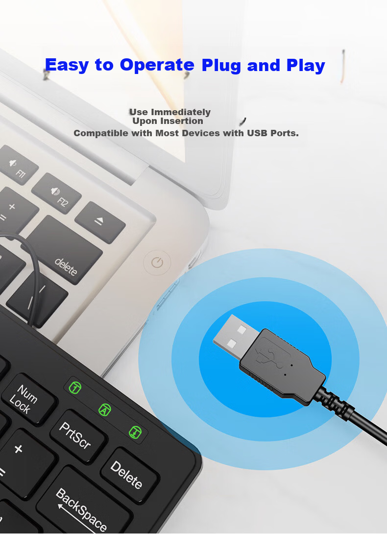 Founder D126 Mini 78-Key Chocolate Keycap Portable Black Wired Office Keyboard Universal USB Interface Laptop External Keyboard 9
