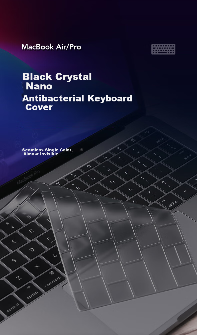 DiYi Workshop Ultra-Thin Black Crystal Nano Antibacterial Keyboard Cover for Apple MacBook Pro 13/15 A1706/A1989/A1990 1