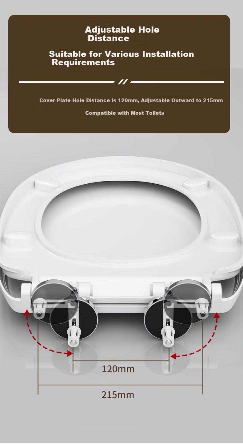 BSITN Slow-Closing Thickened U-Shaped Toilet Seat Cover Universal Old-Style Cushion Ring Accessory Quick-Release Home Use B1111 11