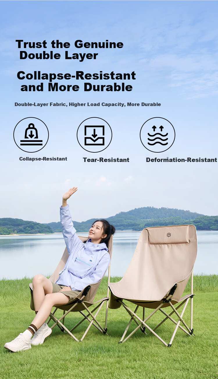 JD Jingzao Outdoor Folding Chair and Table Set 1 Table 4 Chairs Elevated Moon Chair Camping Picnic Furniture 13