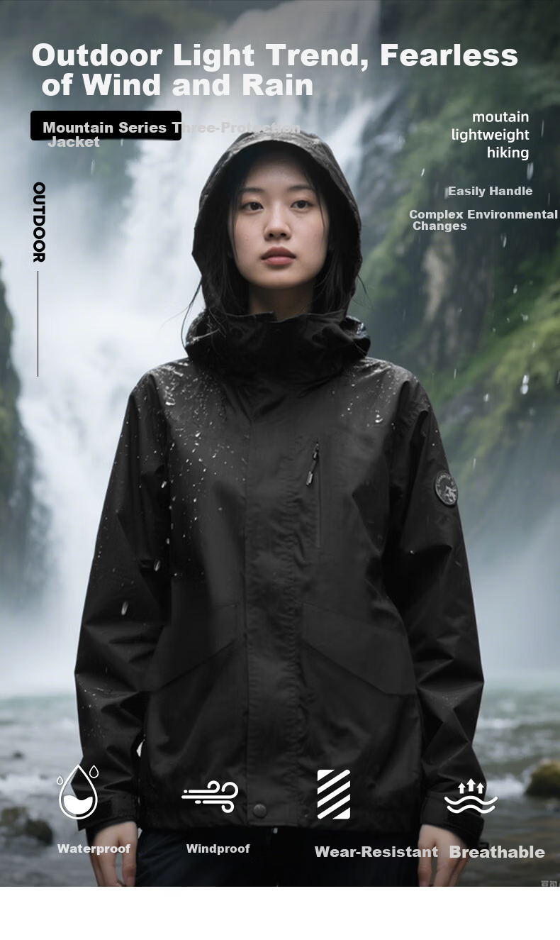 Baleno Hooded Jacket Women 2026 New Outdoor Mountaineering Travel Windproof Rainproof Unisex Workwear Coat 2