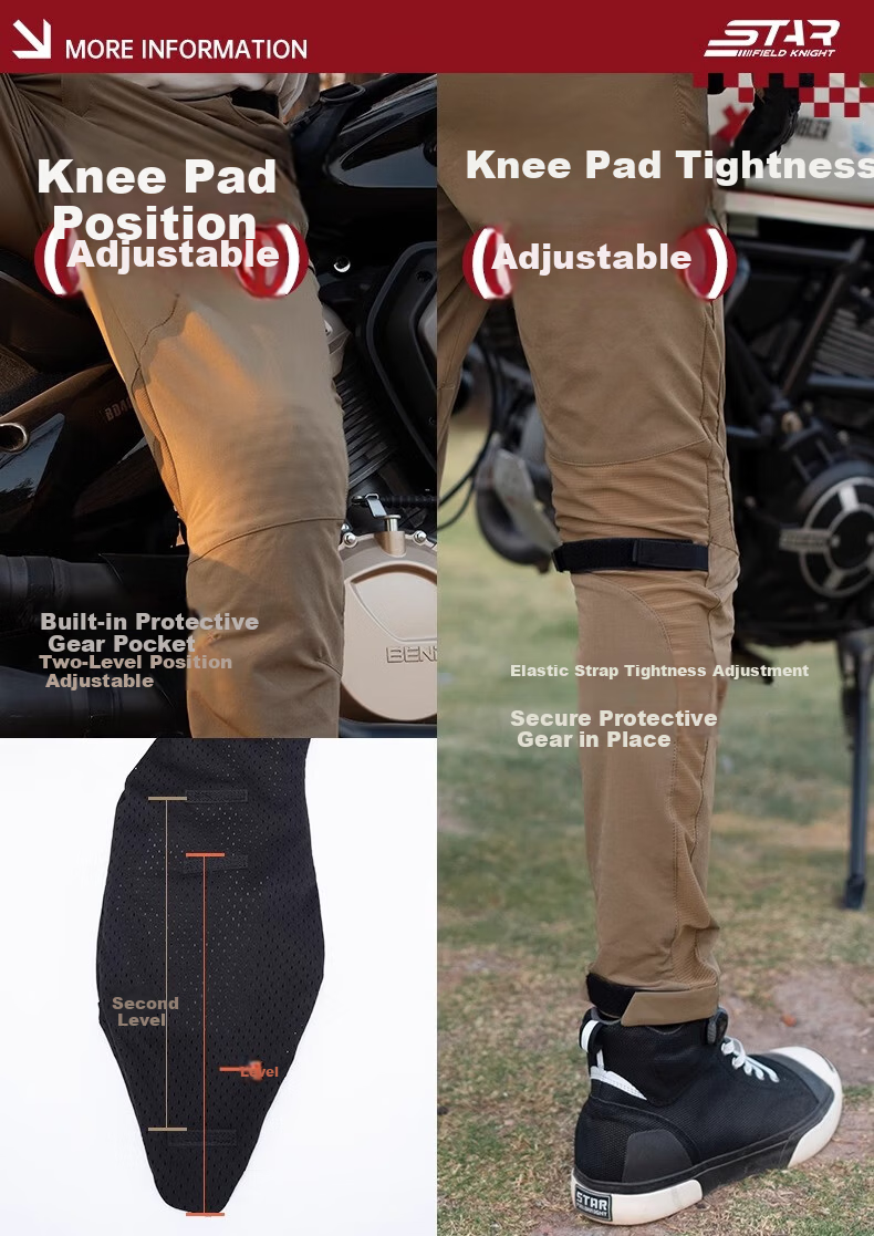 STAR FIELD KNIGHT Motorcycle Riding Pants Sweat-Absorbing Men's Summer Mesh Breathable Casual Retro Pants Black XL 2