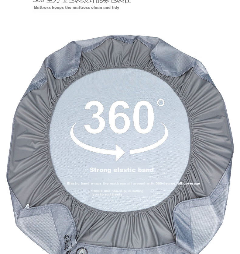 Hodo Antibacterial Ice Silk Cooling Mat Three-Piece Set Cooling Air-Conditioned Mat Home Use 1.5m Fitted Sheet Light Gray 18
