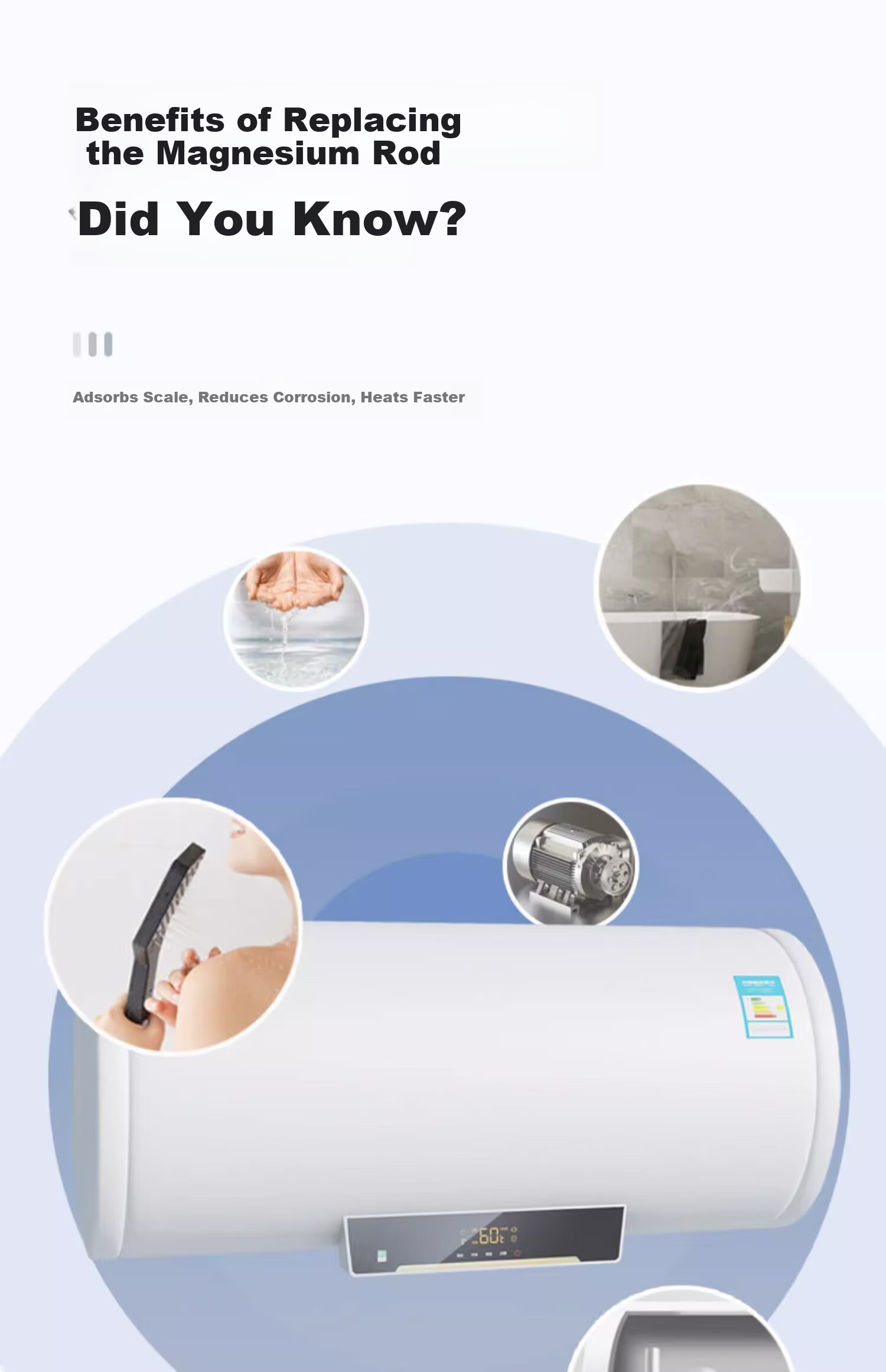 Behind Hero Magnesium Anode Rod for Haier Electric Water Heater 40L/50L/60L/80L/100L Household High Purity Scale Removal Anode Rod Accessory 80-100L 4