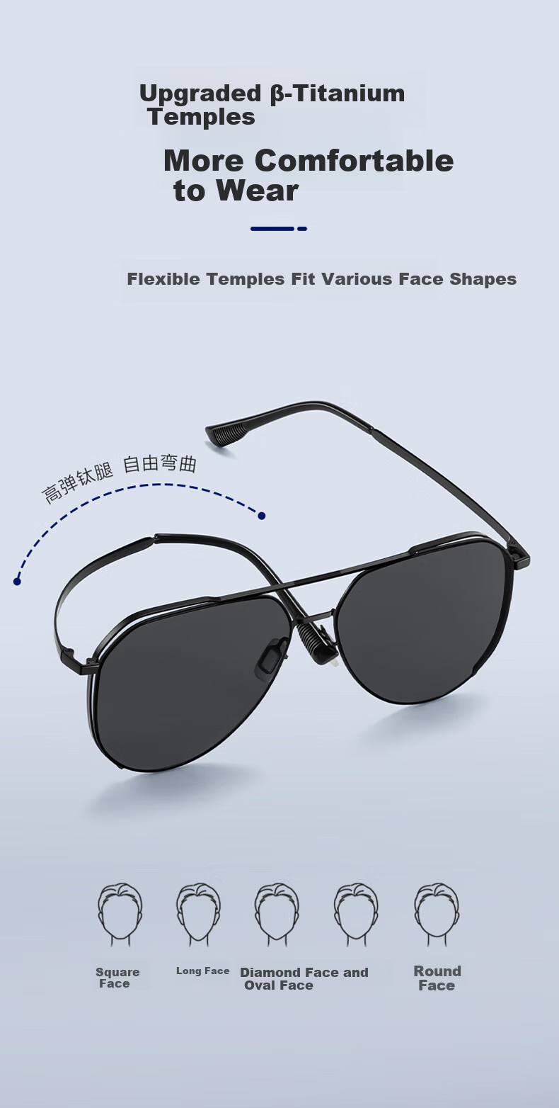 HLA Polarized Sunglasses Ultra-Light β-Titanium Temple Driving Sunglasses Men UV Protection Outdoor Fishing Glasses 4