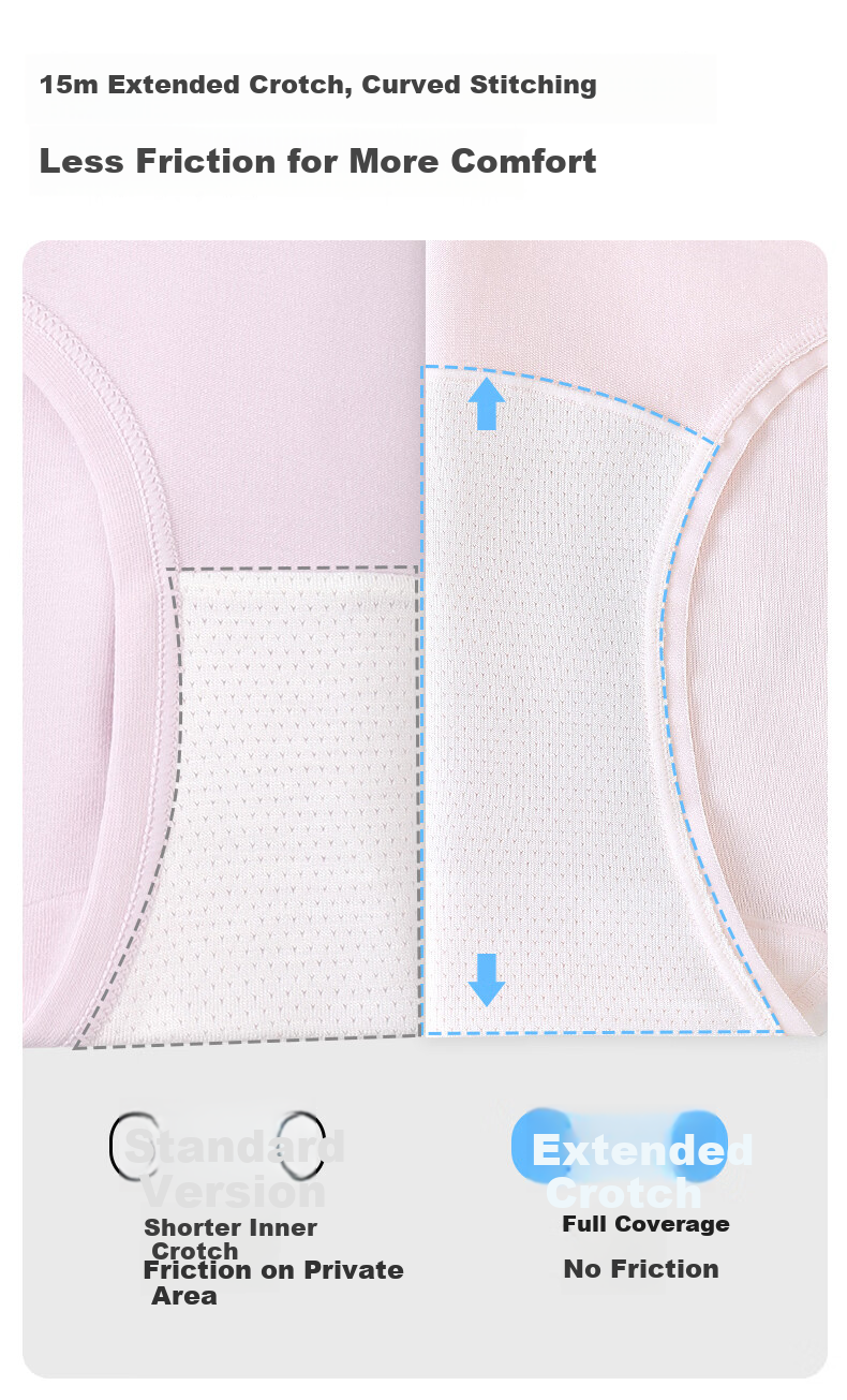 Herbal Original Color Girls Seamless Nude Feeling Extended 15cm Crotch Pure Cotton Antibacterial Breathable Skin-Friendly Triangle Panties for Girls 10A 11