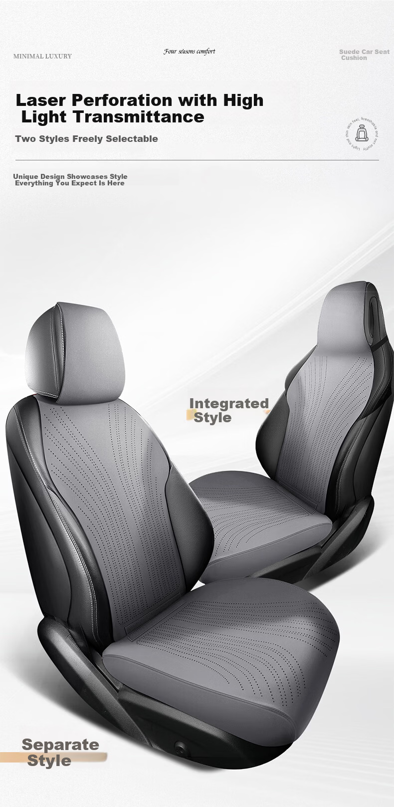 RATHBONE Car Seat Cushion All-Season Universal Suede Saddle Pad Universal Seat Cover for Volkswagen Lavida Passat Sagitar 6