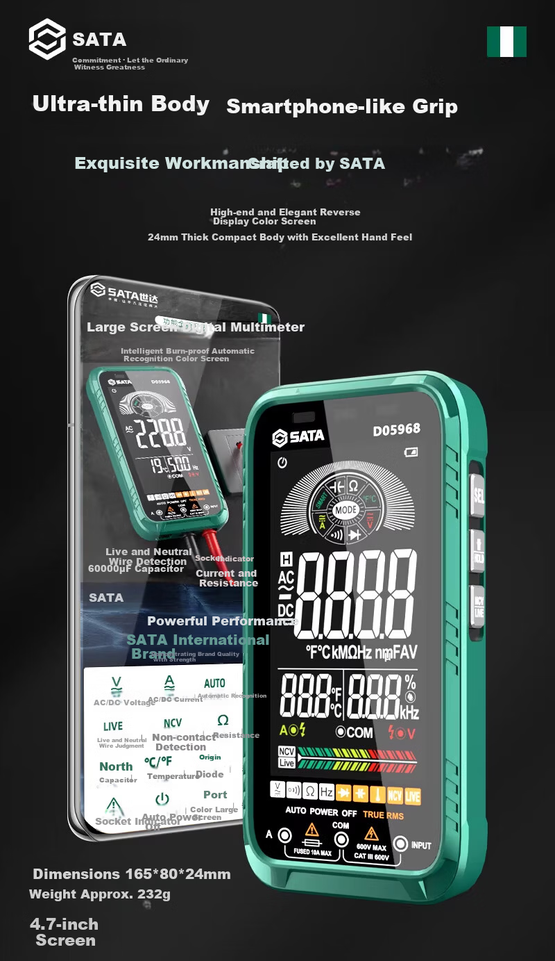 SATA Ultra-Thin Digital Multimeter High-Precision Multifunction Fully Automatic Portable Universal Meter D05967 Standard Edition 6