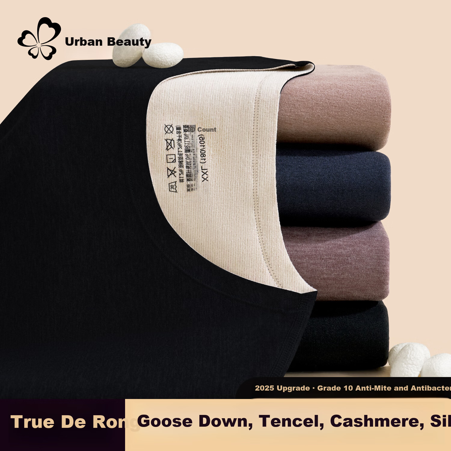 Urban Beauty [Goose Down Tencel] New Thermal Underwear Set for Men, German Velvet Heating, Fleece-Lined, Thickened Autumn Shirt and Pants Base Layer