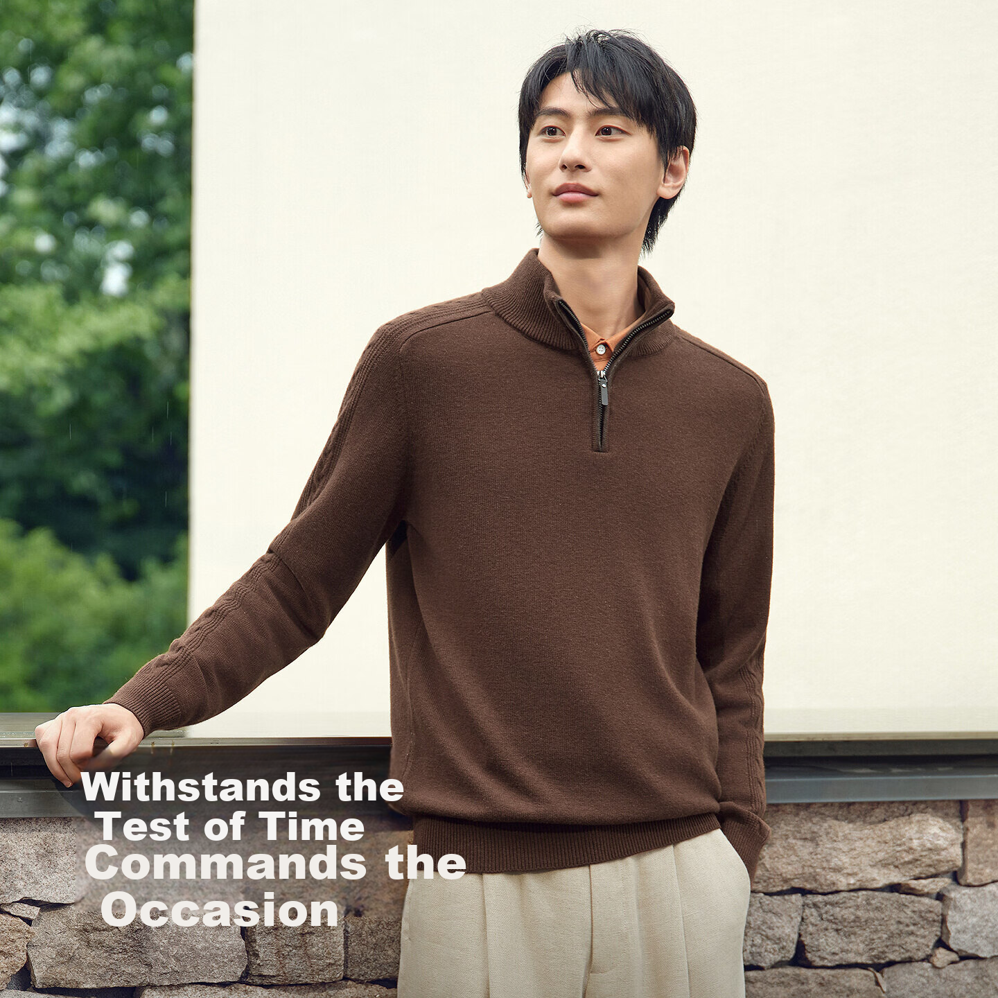 Hodo Heavyweight 100% Wool Men's Casual Half-Zip Thick Cable Knit Sweater