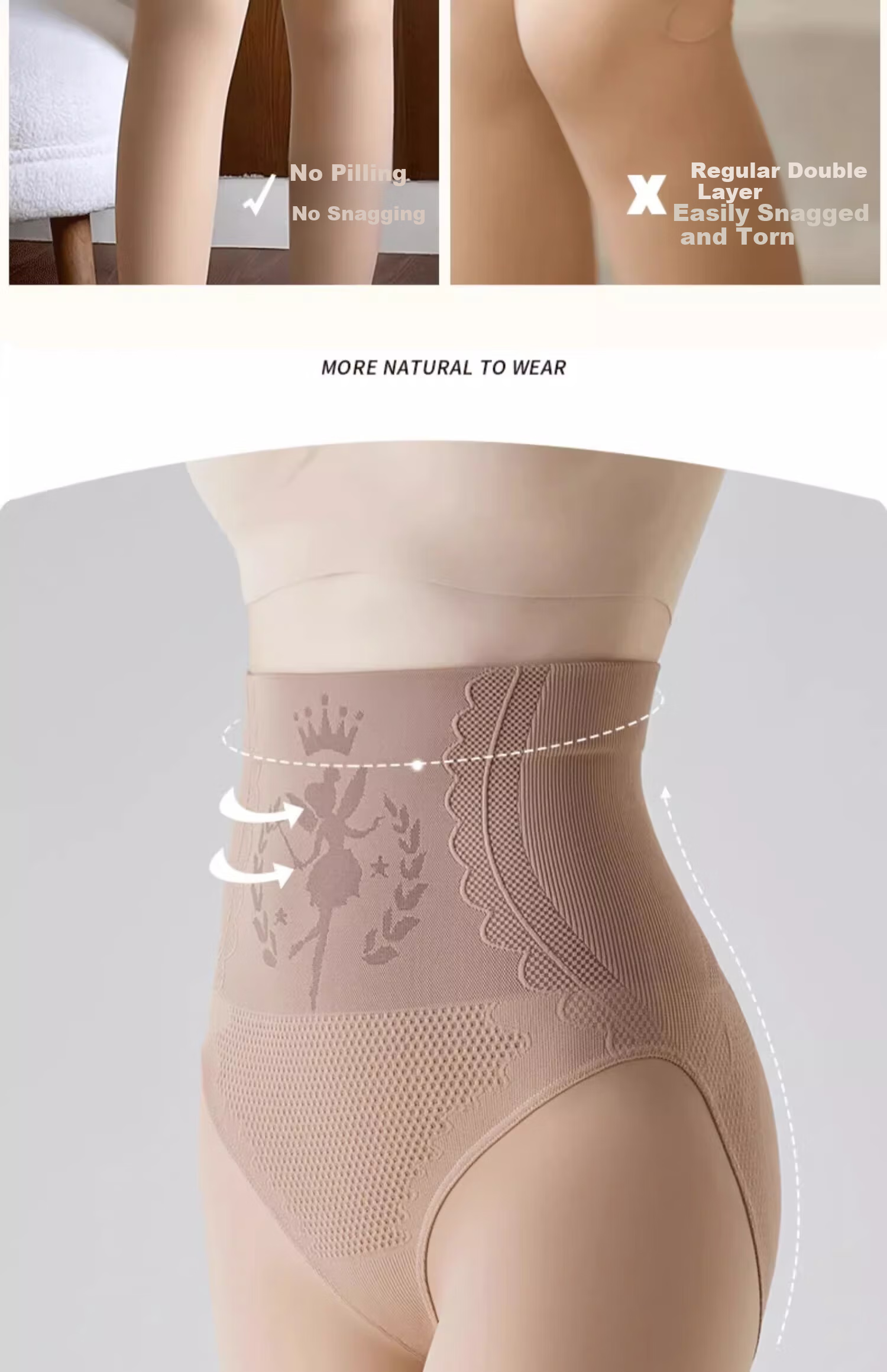 Caramella Autumn Winter Fleece-Lined Thickened Warm Skin-Tone Shiny Tights High-Waist Abdomen Control Butt-Lifting Leggings 6
