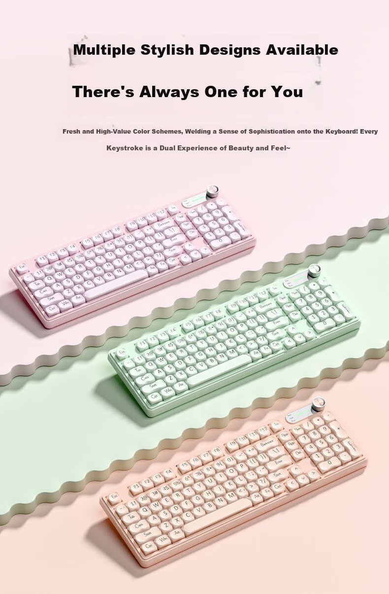 EWEADN V102Air Silent Mechanical Feel Wired Keyboard Pink Foundation High-Value Portable 98-Key Keyboard for Office Gaming Laptop Tablet Peripheral 11