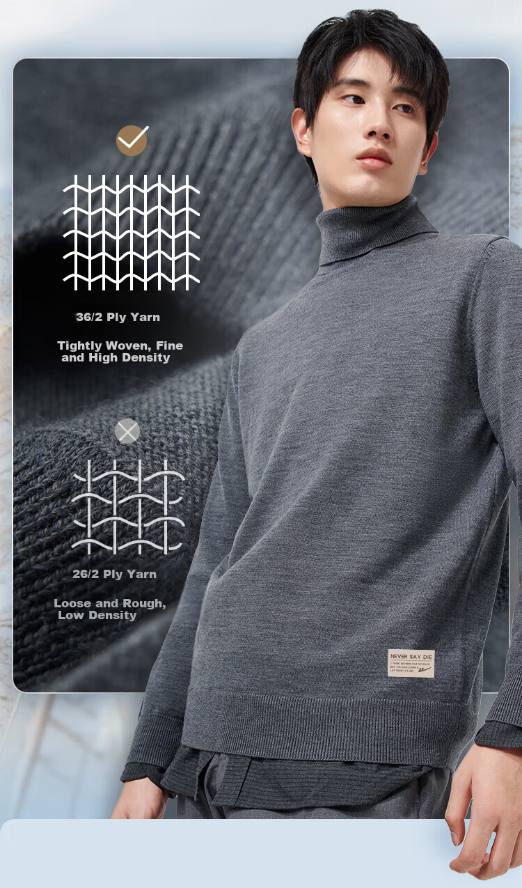 Warrior Men's Winter Warm Turtleneck Sweater Trendy Knit Pullover Woolen Shirt 1